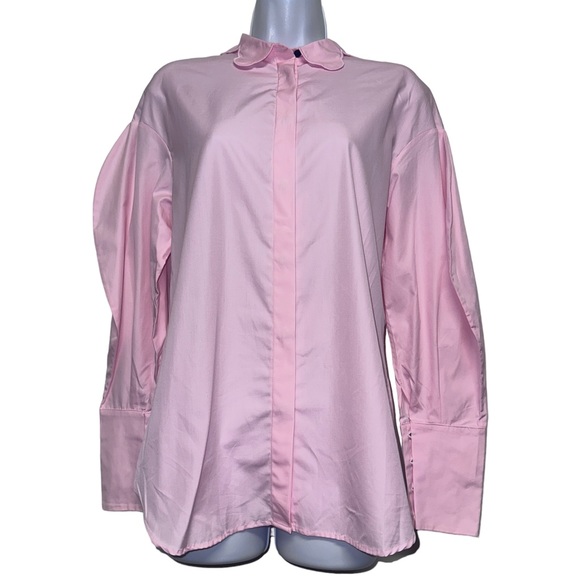 Parden’s Italy Pink Cotton Long Sleeves Buttons Down Blouse Size 42 Feminine